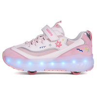 Nouvelles Chaussures à Roulettes Rétractables Lumineuses Style Cool pour Enfants, avec Roues LED Clignotantes en PU, Couleurs Assorties, pour l'Extérieur