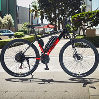 Vélo de montagne électrique à batterie au lithium 36V 350W sans balais, 29 pouces, 21 vitesses, frein à disque, cadre en acier, suspension arrière, nouveau design