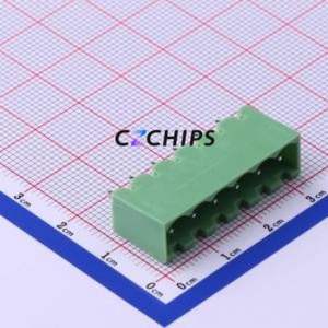 XY2500V-B-5.00-6P Plug-in Terminal Block Through hole,P=5mm Connector Board-to-Board / Socket - Closed 1x6P 5mm Green - Product Image 1