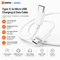 Kabel Type-C ke Micro USB Langsung dari Pabrik, Pengisian Cepat 2.4A, Sinkronisasi Data 480Mbps dengan Kemasan Kustom OEM ODM
