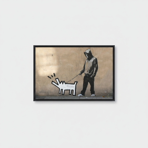 Banksy Barking Dog Graffiti Printed Canvas Artwork - Modern Wall Decor,<b>BLACK</b> <b>FRAMED</b> CANVAS - Product Image 2