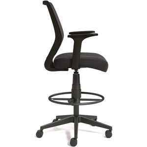 Taburete de dibujo Alera Wessex con respaldo de malla, altura de asiento ajustable, con anillo de soporte para los pies, soporta 275 lb, silla de espuma y tela negra - Product Image 3