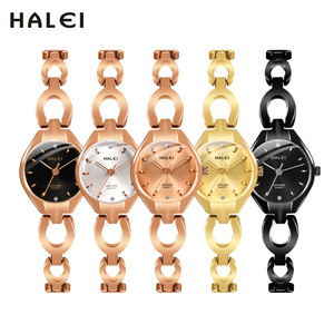 ดรอปชิปปิ้ง HALEI นาฬิกาควอทซ์ของแท้รุ่นใหม่สำหรับผู้หญิง สายแบบพับได้ หน้าปัดแซฟไฟร์ พร้อมเข็มบอกเวลา กลไกญี่ปุ่น - Product Image 6