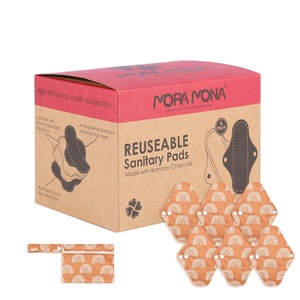 Nouveau 2024 Ensemble de 6 Pièces de Serviettes Hygiéniques Lavables en Charbon de Bambou à Impression Numérique Occidentale, pour Soins Post-partum et <span class=keywords><strong>Allaitement</strong></span> Maternité - Product Image 5