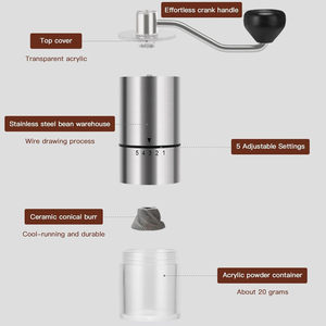 Classical 304 Stainless Steel <b>Coffee</b> Bean Ceramic Burr <b>Grinder</b> Adjustable <b>Coffee</b> Mill Outdoor Manual <b>Coffee</b> <b>Grinder</b> - Product Image 2