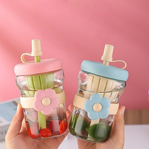 Wholesale Cute 500ml Glass Water Tumbler with Straw <b>Tea</b> <b>Infuser</b> Portable Fruit Infused Travel Cup for Home Party Females - Product Image 3