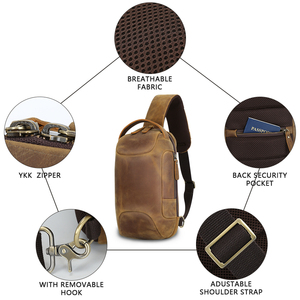 Herren Leder Vintage Marke Schulter für Männer Echte Herren Brusttaschen Cross body Wasserdichte Messenger Brusttasche - Product Image 2