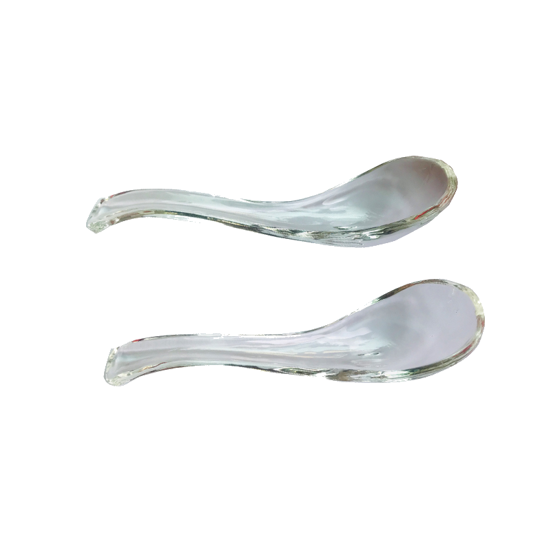 Wholesale custom cheap dinner spoon durable high-polish finish glass crystal soup spoon with bear high temperature