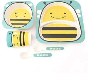 Chất Lượng Cao Thân Thiện Với Môi Sợi Tre 5 Mảnh Trẻ Em Đặt Bữa Ăn Tối Bộ Đồ Ăn - Product Image 2