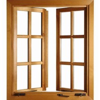 Ventana de Madera Resistente a la Corrosión y al Óxido, Diseño Estándar, Ventana Abatible Doble de Alta Resistencia con Cerradura, de Madera de Roble