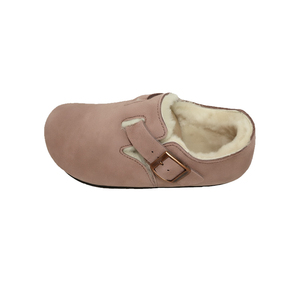 Closed Toe Suede <b>Slippers</b> With Fur Lining And Buckle Detail Winter Insulated Rubber Sole - Product Image 2