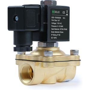 États-Unis Vanne solénoïde en laiton massif 1/2 pouce 110V AC normalement fermée pour eau, air, diesel - Product Image 2
