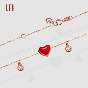 Pulseras de Oro Puro de 18K con Dijes Brillantes, Diseño Simple con Colgante de Corazón, Joyería Real de Moda con Certificado para Fiestas y Bodas - Product Image 1
