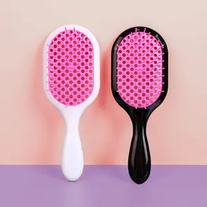 Peine desenredante de malla de agujero húmedo impermeable de plástico personalizado cepillo de pelo antinudos para mujeres