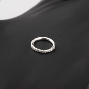 Set personalizzato 14K oro bianco pavé zircone segmento anelli a cerchio a forma di naso <span class=keywords><strong>Septem</strong></span> anelli Clicker orecchini per regali - Product Image 2