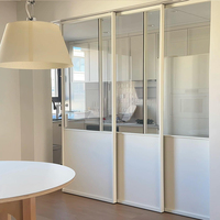 Porte coulissante triple sur mesure en alliage d'aluminium à profil mince avec moustiquaire pour immeuble d'appartements, porte de cuisine en verre