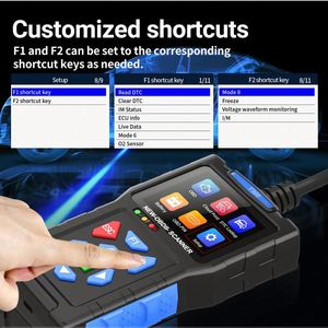 Lecteur de code OBD2 professionnel pour voiture, outil de diagnostic avec double système, écran LCD 12V pour les informations du moteur du véhicule universel, DTC, ECU - Product Image 3