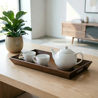 Plateau à thé rectangulaire en bambou durable pour la maison, plateau à fruits secs et à collations, plateau de service de style moderne pour service à thé