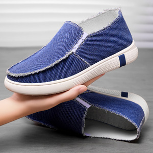 Men walking <b>shoes</b> Blue Canvas Slip-On Round Toe Breathable Rubber Outsole EVA Midsole All Seasons Casual <b>Shoes</b> - Product Image 4