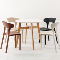 Ensemble de table et chaises de salle à manger nordique en gros, table ronde moderne en bois blanc MDF avec 4 chaises pour café et cuisine