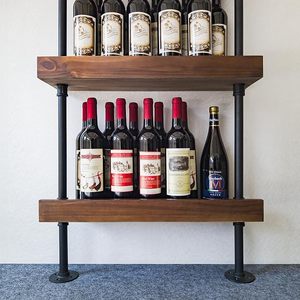 Étagère murale industrielle pour bouteilles de <span class=keywords><strong>vin</strong></span>, 5 niveaux, style rustique, pour l'exposition et le rangement des bouteilles de <span class=keywords><strong>vin</strong></span> dans la cuisine, le bar, le pub, la cave - Product Image 5