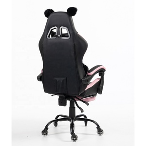Chaise de jeu ergonomique pour filles et adolescents avec repose-pieds Chaise de jeu de course mignonne avec <span class=keywords><strong>coussin</strong></span> <span class=keywords><strong>lombaire</strong></span> de patte de chat et oreilles de chat - Product Image 3