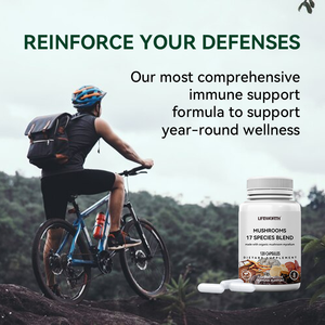 LIFEWORTH Herbal Aid Immune Support Supplement <strong>Capsules</strong> Lion's Mane Reishi <strong>Chaga</strong> Cordyceps Turkey Tail Species Blend for Adults - Product Image 4