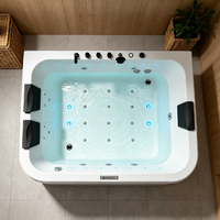 Bañera Rectangular con Hidromasaje, Burbujas Inmersivas, Luces Decorativas y Bluetooth para Villa