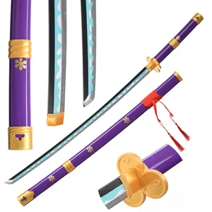 Katana Sword Popular Anime One Piece Roronoa Zoro Yamato Wooden Blade Sword For Cosplay Purple Version