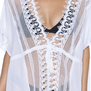 Custom Women White Chiffon Swimsuit Bikini Loose <strong>Beach</strong> Cover up <strong>Kaftan</strong> - Product Image 5