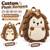 Sac à dos en peluche personnalisé de haute qualité avec logo sur mesure, motif hérisson, jouets en peluche sur mesure