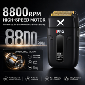 <span class=keywords><strong>Afeitadora</strong></span> <span class=keywords><strong>Eléctrica</strong></span> de Alta Calidad con Logotipo Personalizado, 8800 RPM, Doble Cuchilla para Cuerpo y Rostro, con Pantalla LED y Fuente de Alimentación USB - Product Image 2