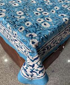 Meilleure nappe rectangulaire faite à la main nappe imprimée Rajasthani nappe imprimée en blocs floraux couverture de table en coton décorative - Product Image 5