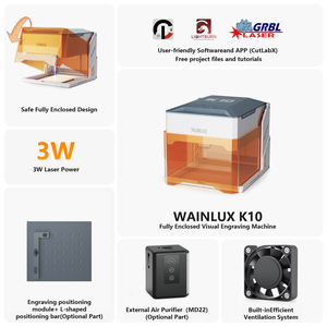 Mỹ miễn phí wainlux K10 máy khắc laser xách tay mini Laser Cutter Engraver công cụ cho gỗ, Da DIY Thủ công mỹ nghệ - Product Image 3