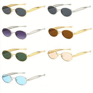 Lunettes de soleil ovales en métal rétro Y2K punk 2025 avec logo personnalisé, petite monture, protection UV400 pour hommes et femmes - Product Image 6