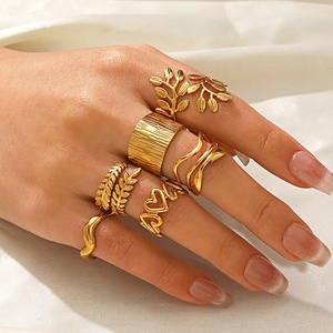 Wholesale Fashion Jewelry <strong>Gold</strong> Plated Stainless Steel Irregular Heart Opening Adjustable <strong>Ring</strong> for Women Jewelry - Product Image 4