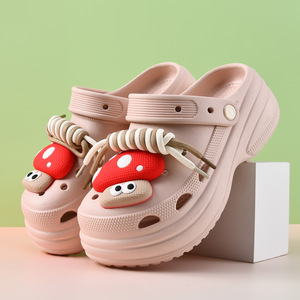 Women's Platform <b>Clogs</b> EVA Breathable Non Slip Cartoon Mushroom Design Summer Outdoor Sandals Size 35-40 Pink - Product Image 1