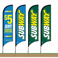 Bandera de Pluma de Poliéster Impermeable con Impresión Digital Personalizada, con Base de Fibra de Vidrio y Asta, 60x240cm, Duradera