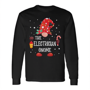 Electrician <b>Gnome</b> <b>Funny</b> Winter Long Sleeve T-Shirt with Digital Printing-Christmas Holiday Wear - Product Image 2