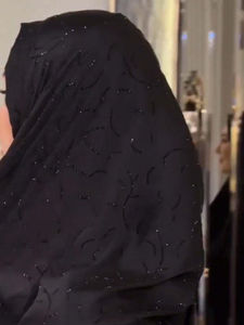 Écharpe longue décontractée en satin à motif asymétrique et géométrique avec strass, hijab <span class=keywords><strong>bandeau</strong></span> quotidien pour abaya pour femme - Product Image 4