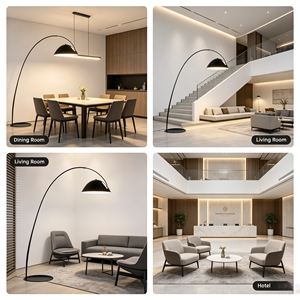 Lampadaire moderne noir en <span class=keywords><strong>arc</strong></span>, grande lampe sur pied incurvée avec abat-jour en dôme métallique, luminaire décoratif pour salon - Product Image 5