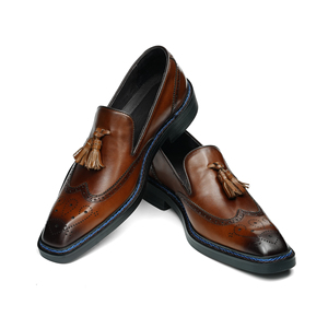 Chaussures en cuir à enfiler avec pompons d'affaires Mocassins de grande taille Chaussures en cuir décontractées pour hommes - Product Image 6