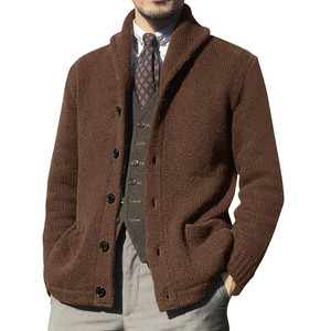 Cárdigan de manga larga de punto liso para hombre, suéter para otoño e invierno, suministro con decoración de botones - Product Image 3