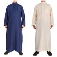 Qamis Homme Musulman à Manches Longues 52-62, Vêtement Islamique, Qamis Kaftan Arabe Saoudien pour Hommes, Grandes Tailles