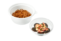 Bol à riz jetable en plastique à 2 couches, conteneur pour restauration rapide de restaurant chinois, boîte à lunch ronde en PET à emporter, emballage alimentaire