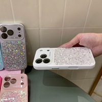 Coque de téléphone scintillante pour iPhone 15 16 17 18 Pro Max, texture cuir, bord dissipateur de chaleur, protection intégrale