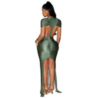 Nouvelle Robe Courte Sexy d'Été à Manches Courtes, Col Rond, Dos Nu, Coupe Ajustée pour Femme – Robe Décontractée