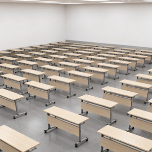 Table de formation mobile Kerun Furniture pour salle de classe avec roulettes, bureau modulaire à panneaux, table de réunion de bureau pliable multi-personnes - Product Image 4