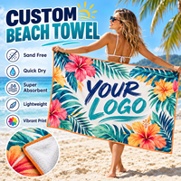 Handuk Pantai Mikrofiber Anti Pasir 80x160cm Custom Logo Grosir, Cepat Kering, Lembut, Daya Serap Tinggi, Cetak Sublimasi