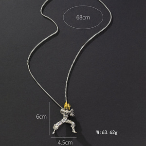 Collar con Colgante de Aleación de Super Saiyan Goku, Plateado Antiguo, Personaje de Dibujos Animados, Modelo de Anime, Chapado en Materiales Mixtos - Product Image 2